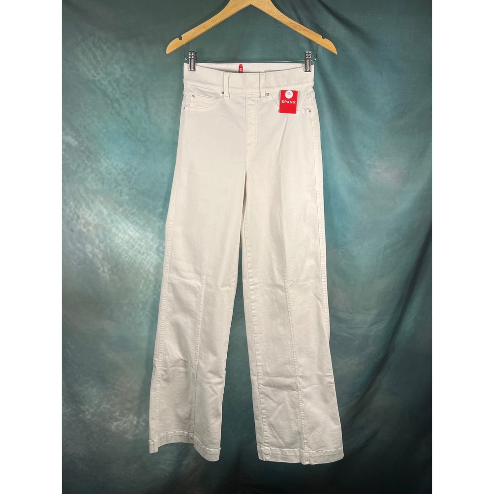 Spanx Seamed Front Wide Leg Jeans Ecru Wash Tall Small‎ 20465T New